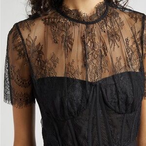 Kehlani eyelash lace bustier peplum top by Simkai